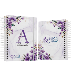 Agenda 2025 Floral Capa Dura 15x21cm Capa 4/0 Laminação Wire-o 